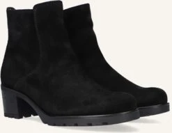 Gabor 800.1 Schwarze Wildleder-Stiefeletten mit Blockabsatz
