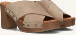 Unisa Tapia Mules aus Wildleder - Elegante Blockabsatz-Pantoletten in Taupe