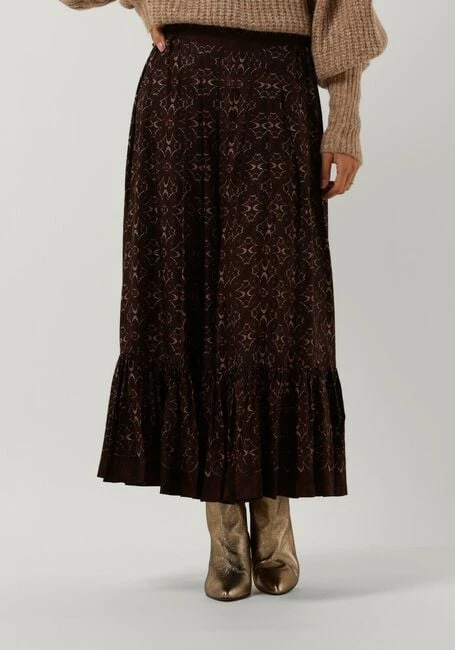 Idano Paula Midirock Braun - Eleganter Bedruckter Rock aus Viskose-Leinen 3 Idano Paula Midirock Braun - Eleganter Bedruckter Rock aus Viskose-Leinen