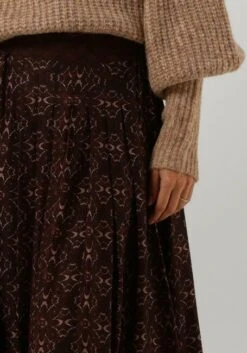 Idano Paula Midirock Braun - Eleganter Bedruckter Rock aus Viskose-Leinen 7 Idano Paula Midirock Braun - Eleganter Bedruckter Rock aus Viskose-Leinen -Teveo Geschaft 229811 3