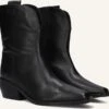 Omoda Lpmexi-04 Schwarze Leder-Stiefeletten mit Blockabsatz 1 Omoda Lpmexi-04 Schwarze Leder-Stiefeletten mit Blockabsatz -Teveo Geschaft 251836 1