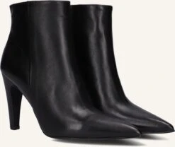 Notre-V 87533 Damen Leder-Stiefeletten mit Pfennigabsatz - Schwarz