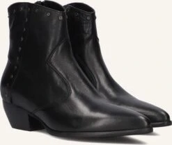 Notre-V Ar231 Schwarze Leder-Stiefeletten mit Blockabsatz