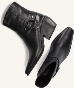 Notre-V Al334 Schwarze Leder-Stiefeletten mit Blockabsatz -Teveo Geschaft 257111 5