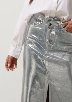 Co'couture Foil Denim Skirt - Hellblauer Maxirock mit grafischem Finish -Teveo Geschaft 266510 3