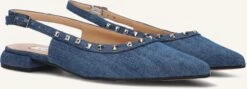 Notre-V 12270 Blaue Leder-Slingbacks mit Spitzer Kappe
