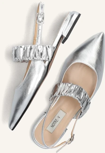 Notre-v Damen Slingbacks 12237 - Elegante Leder-Pumps in Silber 6 Notre-v Damen Slingbacks 12237 - Elegante Leder-Pumps in Silber – Bild 4