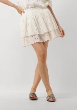 Amaya Amsterdam Minirock Teddy in Weiß mit Broderie-Details