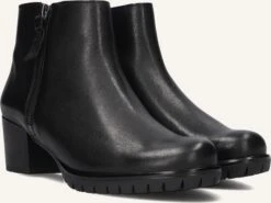 Gabor Damen Stiefeletten 653.2 aus schwarzem Leder mit Blockabsatz