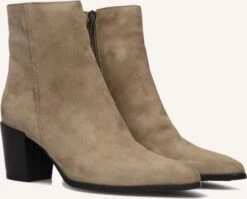 Notre-V Damen Stiefeletten At 156 - Taupe Wildleder mit Blockabsatz