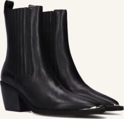 Nubikk Liv Loua Schwarze Leder-Stiefeletten mit Blockabsatz