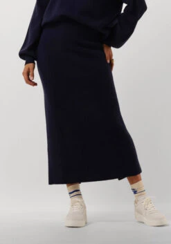 By-bar Dex Skirt Dunkelblau – Eleganter Midirock aus 100% Merinowolle
