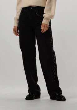 Co'couture New Vika Stud Long Jeans - Schwarze Straight Leg Denim