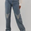 Alix The Label Ladies Woven Denim Bull Pants - Wide Leg Light Blue -Teveo Geschaft 296153 1