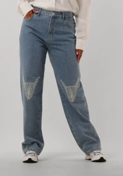 Alix The Label Ladies Woven Denim Bull Pants - Wide Leg Light Blue