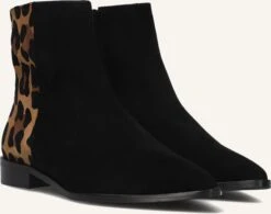 Stefano Lauran Damen Stiefeletten 22103 - Wildleder Schwarz mit Leoprint