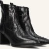 Lina Locchi 30731 Damen Stiefeletten aus Leder - Schwarz mit Krokoprägung -Teveo Geschaft 297428 1