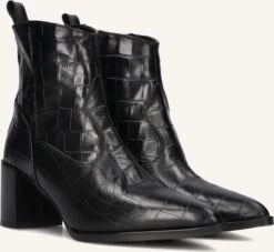 Lina Locchi 30731 Damen Stiefeletten aus Leder - Schwarz mit Krokoprägung