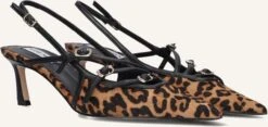 Steve Madden Liana-l Slingbacks – Brauner Leoprint mit Ponyfell