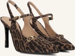 Unisa Slingbacks Tulare - Braune Damen Pumps mit Leopard-Print