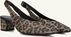Unisa Jensen Braune Slingbacks mit Leoprint & Blockabsatz