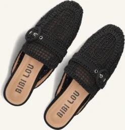 Bibi Lou Schwarze Damen Slipper mit Schnalle und Peeptoe -Teveo Geschaft 303430 5