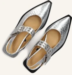 Toral Lella Silberne Leder-Slingbacks mit Schlangen-Print -Teveo Geschaft 304213 5