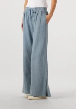 Another Label Noortje Wide Leg Striped Denim Pants - Light Blue