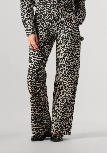 Colourful Rebel Tinsley Leopard Denim Worker Pants - Straight Leg 3 Colourful Rebel Tinsley Leopard Denim Worker Pants - Straight Leg