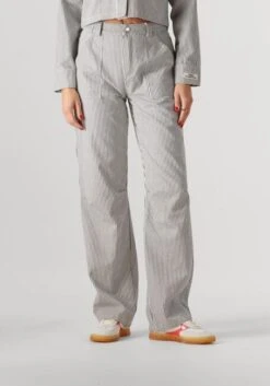 Colourful Rebel Kensi Striped Worker Pants - Blue Straight Leg Jeans