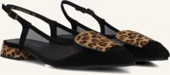Lodi Slingbacks Bro5264 - Elegante Schwarze Damenschuhe mit Leoprint