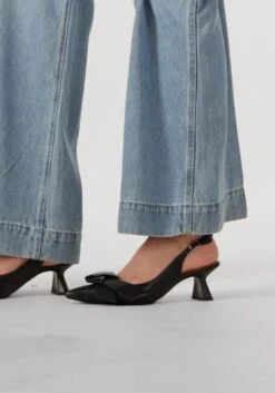 Lodi Kal5307 Schwarze Leder Slingbacks mit Trichterabsatz -Teveo Geschaft 304918 8