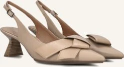 Lodi Kal5307 Beige Leather Slingbacks with Funnel Heel