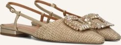 Lodi Bo5504 Beige Raffia Slingback-Pumps mit Glitter-Finish