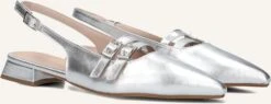 Stefano Lauran Marianna Silberne Leder Slingbacks Damen