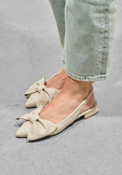 Stefano Lauran Mirella - Beige Leather Pointed Toe Slingbacks -Teveo Geschaft 306304 7