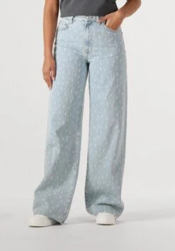 Catwalk Junkie Loose Wide Jeans with Textured Fabric - Hellblau