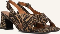 Billi Bi Damen Slingbacks A8378 - Brauner Leoprint mit Blockabsatz