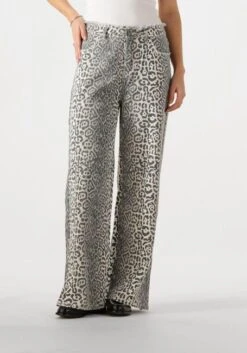 Refined Department Harvey Beige Leopard Straight Leg Jeans