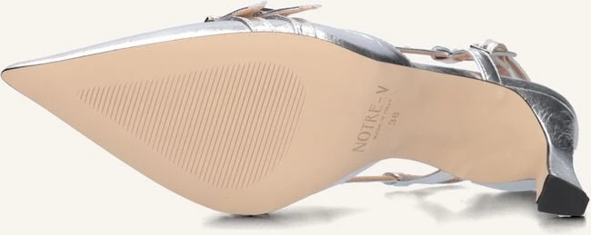 Notre-V 7212 Silberne Leder-Slingbacks mit Pfennigabsatz 5 Notre-V 7212 Silberne Leder-Slingbacks mit Pfennigabsatz – Bild 3