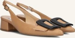 Notre-V 3341 Slingbacks aus hochwertigem Leder in Camel