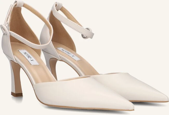 Notre-V 7225 Cream Leather Pumps with Buckle Detail 3 Notre-V 7225 Cream Leather Pumps with Buckle Detail
