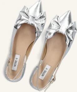 Notre-V 12261 Elegante Silberne Leder-Slingbacks für Damen -Teveo Geschaft 309891 5