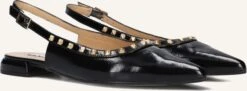 Notre-V 12270 Damen Slingbacks aus schwarzem Lackleder