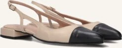 Lina Locchi Beige Leder Slingbacks mit Blockabsatz