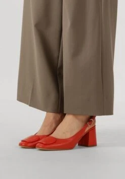 Lina Locchi 010-150 Rote Leder Slingbacks mit Blockabsatz -Teveo Geschaft 310208 8