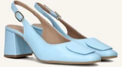 Lina Locchi Damen Slingbacks in Blau – Elegante Leder-Pumps mit Blockabsatz