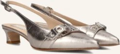 Lina Locchi Au 23 Goldene Leder Slingbacks mit Kitten Heel