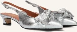 Lina Locchi Slingbacks au 23/m - Silberne Kitten Heels mit Glitter-Finish