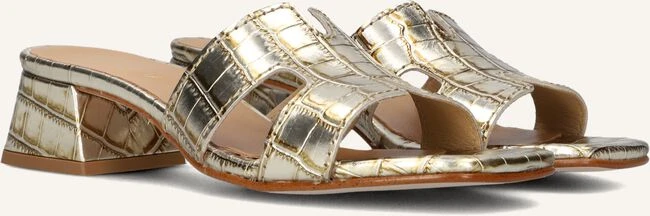 Notre-v Damen Mules AS-16621 - Goldfarbenes Leder in Kroko-Optik 3 Notre-v Damen Mules AS-16621 - Goldfarbenes Leder in Kroko-Optik